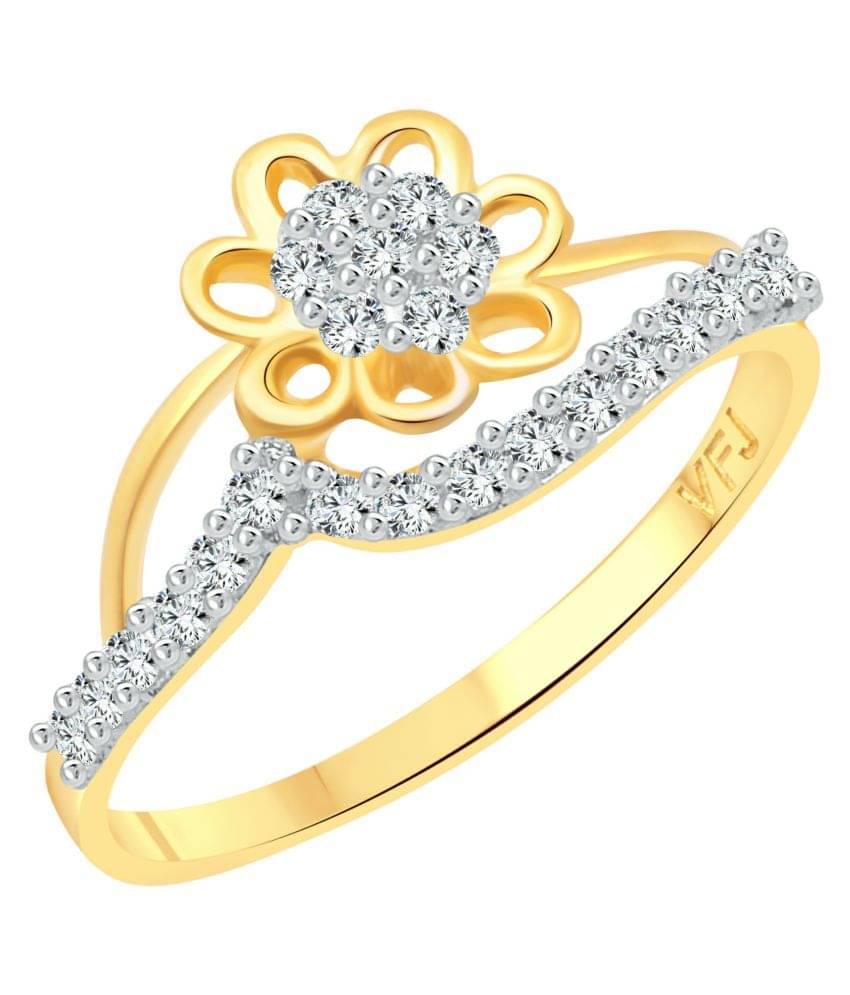     			Vighnaharta Flower Shine CZ Gold and Rhodium Plated Alloy Ring for Women and Girls - [VFJ1250FRG8]