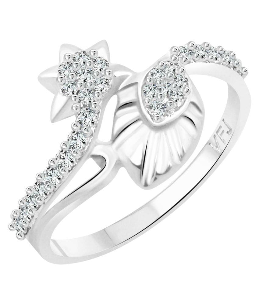     			Vighnaharta Star Leaf CZ Rhodium Plated Alloy Ring for Women and Girls - [VFJ1243FRR9]