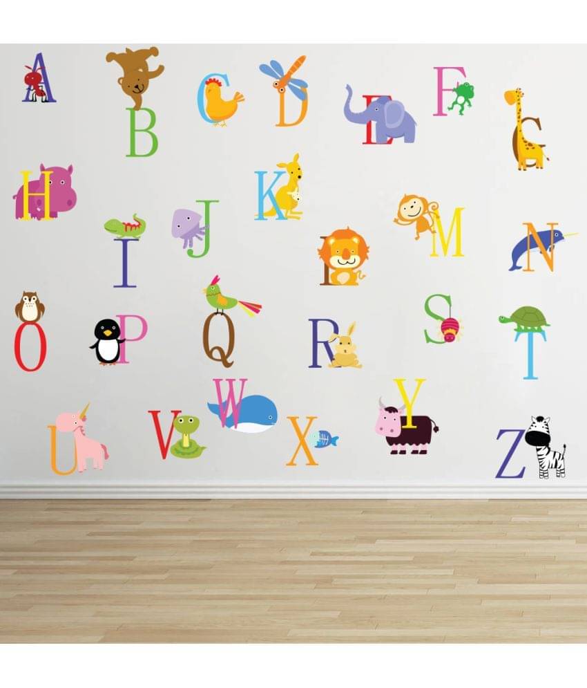     			Decor Villa Abcd PVC Multicolour Wall Sticker - Pack of 1