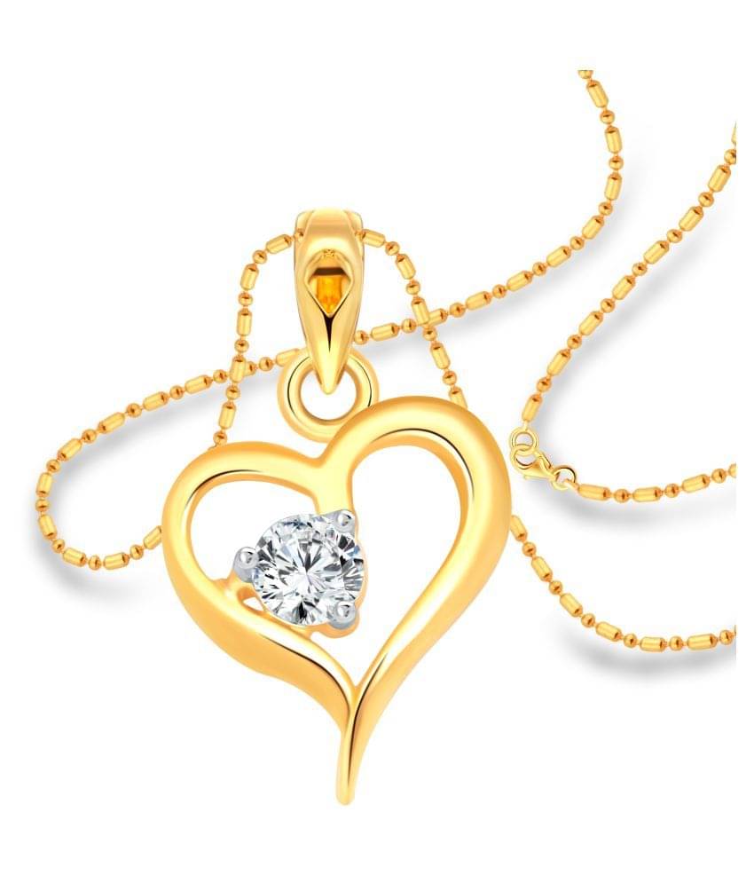     			Vighnaharta Crystal Heart Solitaire CZ Gold and Rhodium Plated Alloy Pendant with Chain Women and Girls - [VFJ1233PG]