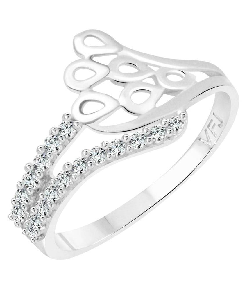     			Vighnaharta Mayur Pankh CZ Rhodium Plated Alloy Ring for Women and Girls - [VFJ1253FRR12]
