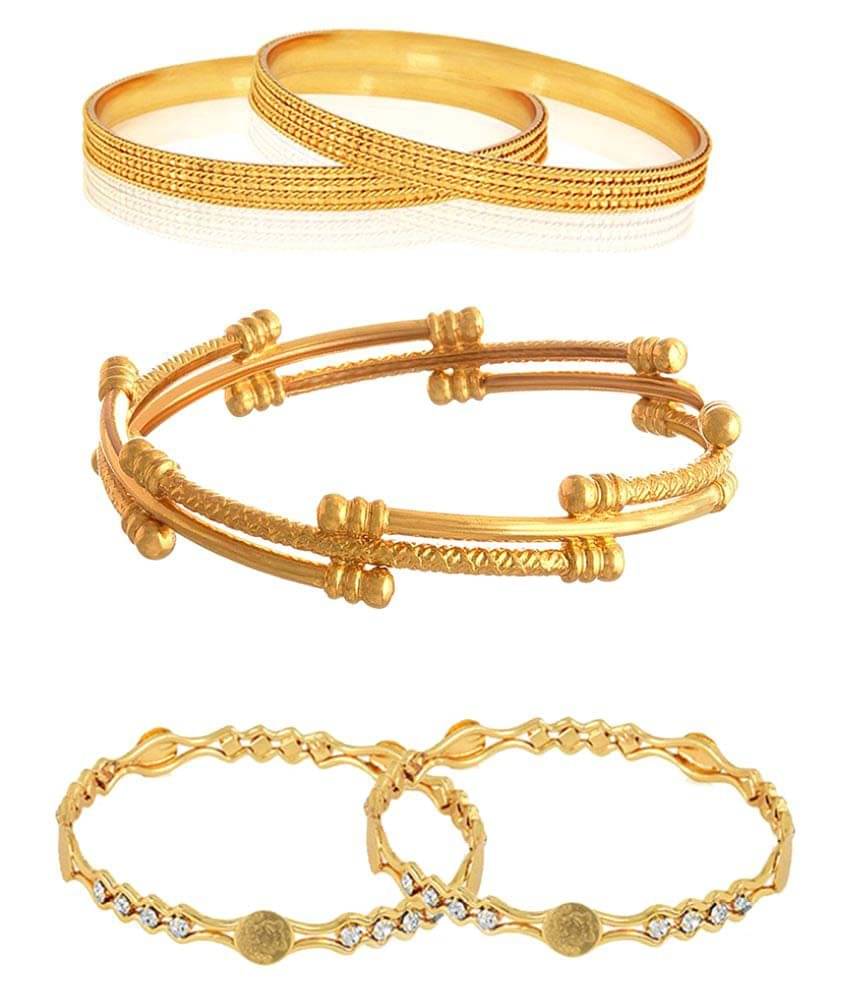     			Zeneme Contemporary Gold plated bangle Combo set