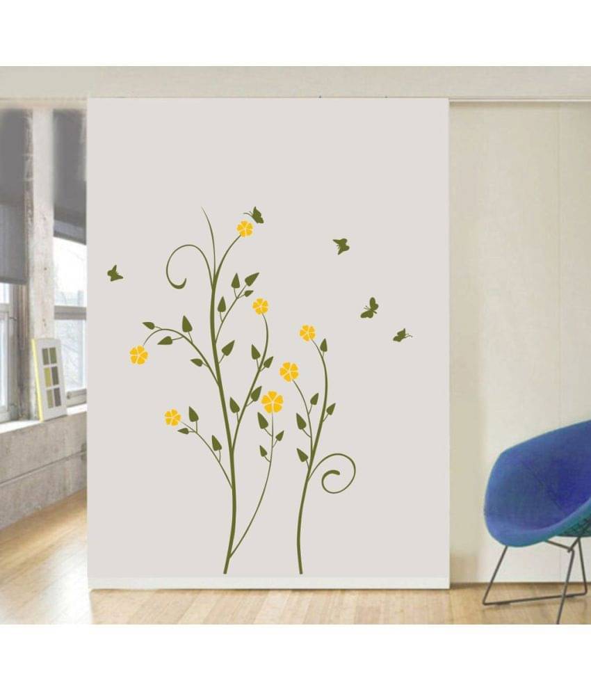 Decor Villa Two Branch PVC Multicolour Wall Sticker - Pack of 1 Decor Villa Two Branch PVC Multicolour Wall Sticker - Pack of 1