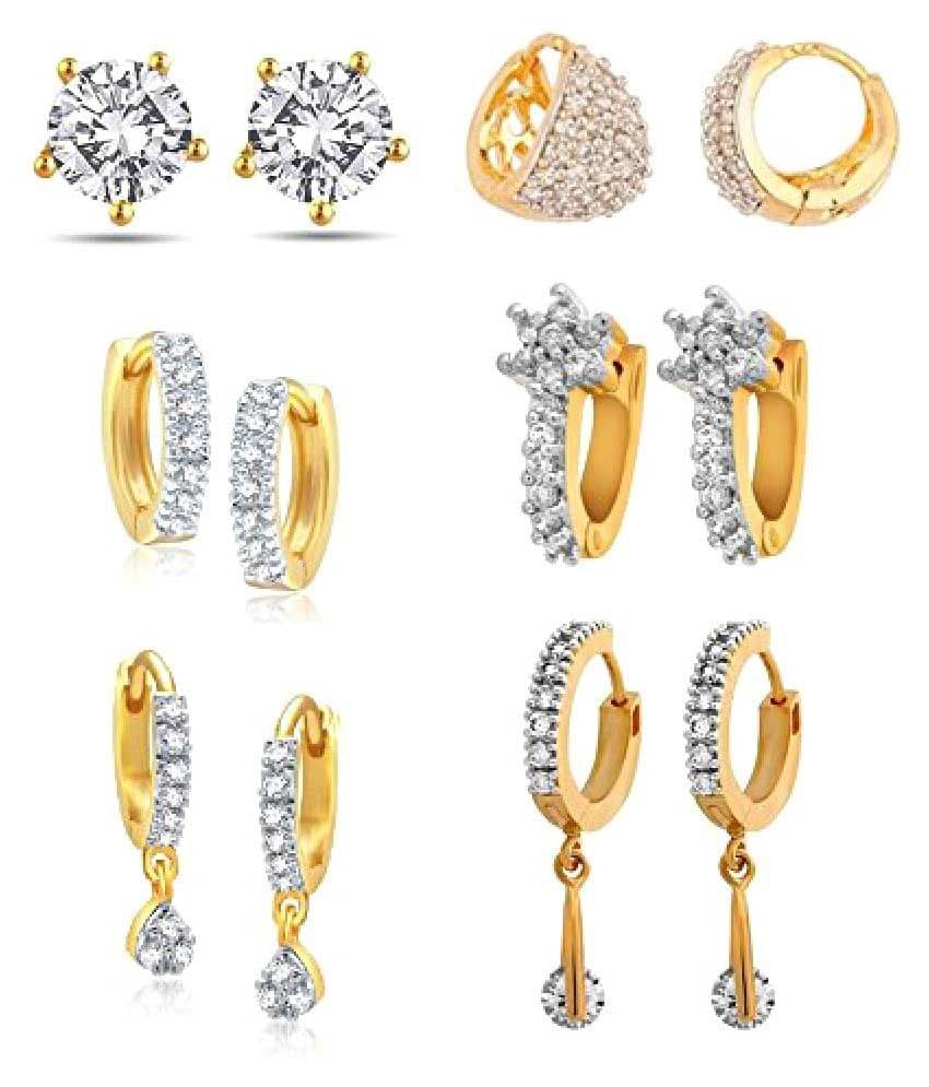 Zeneme Combo of Trendy American Diamond Earrings Jewellery For Women / Girls Zeneme Combo of Trendy American Diamond Earrings Jewellery For Women / Girls