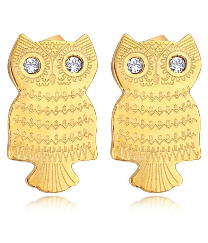 Spargz Gold Plated AD Stone Night Owl Designs Stud Earring For Women ALER 5129 Spargz Gold Plated AD Stone Night Owl Designs Stud Earring For Women ALER 5129