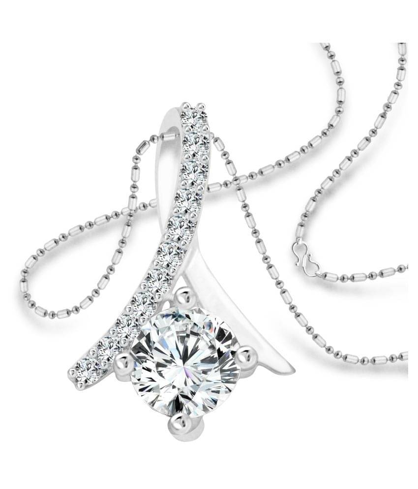     			Vighnaharta Attractive Solitaire CZ Rhodium Plated Alloy Pendant with Chain for Girls - [VFJ1203PR]