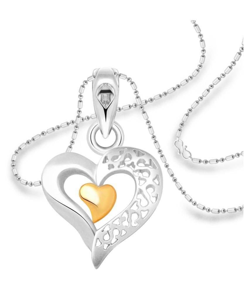     			Vighnaharta Designer Heart Plain Gold and Rhodium Plated Alloy Pendant with Chain for Girls and Women - [VFJ1219PR]