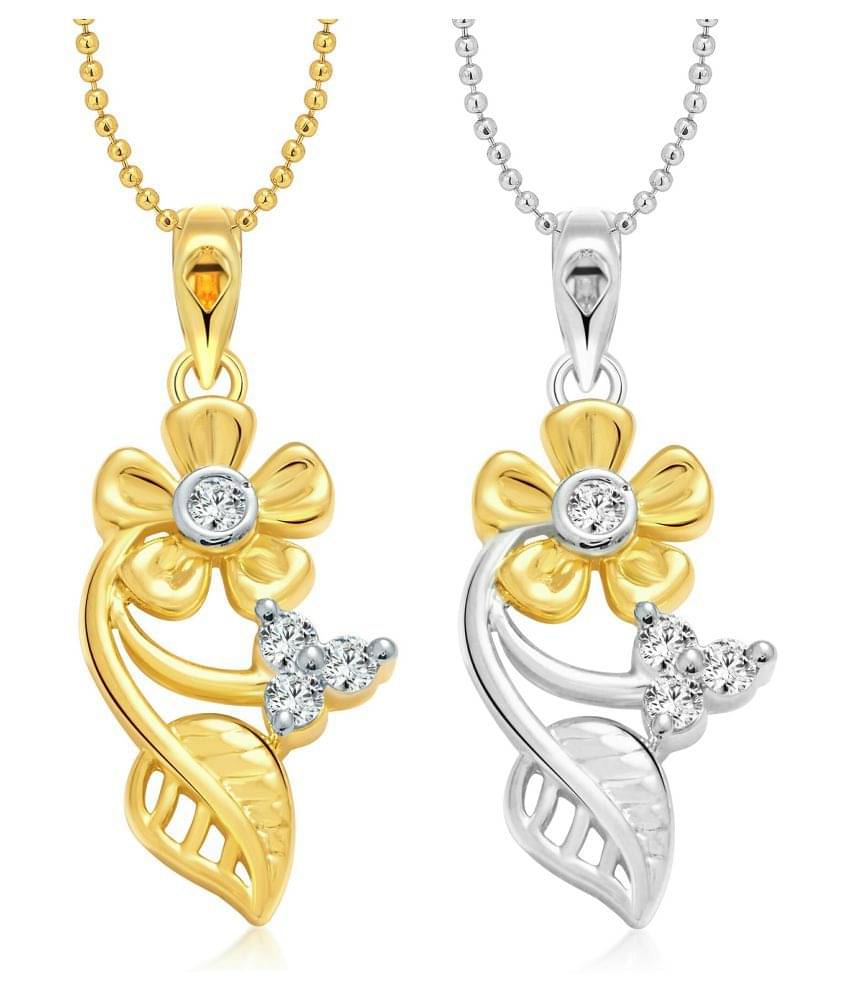 Vighnaharta Dream Flower Selfie CZ Gold and Rhodium Plated Alloy Pendant with chain for Girls and Women. Vighnaharta Dream Flower Selfie CZ Gold and Rhodium Plated Alloy Pendant with chain for Girls and Women.