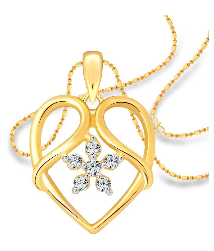     			Vighnaharta Majestic Flower Heart CZ Gold and Rhodium Plated Alloy Pendant with Chain for Girls and Women - [VFJ1207PG]