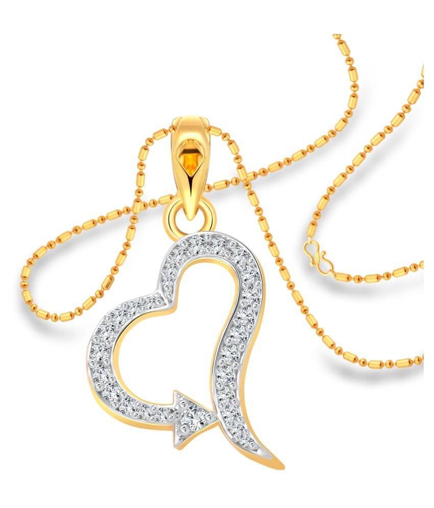     			Vighnaharta Super Arrow Heart CZ Gold and Rhodium Plated Alloy Pendant with Chain for Girls and Women - [VFJ1212PG]