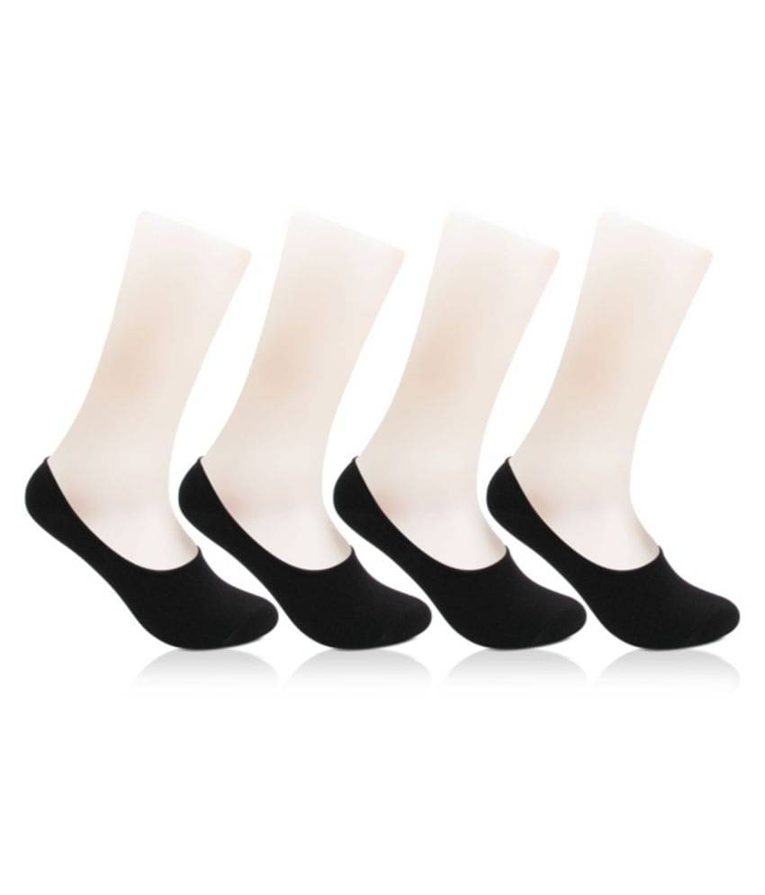     			Tahiro Black Cotton Casual No Show Socks - Pack Of 4