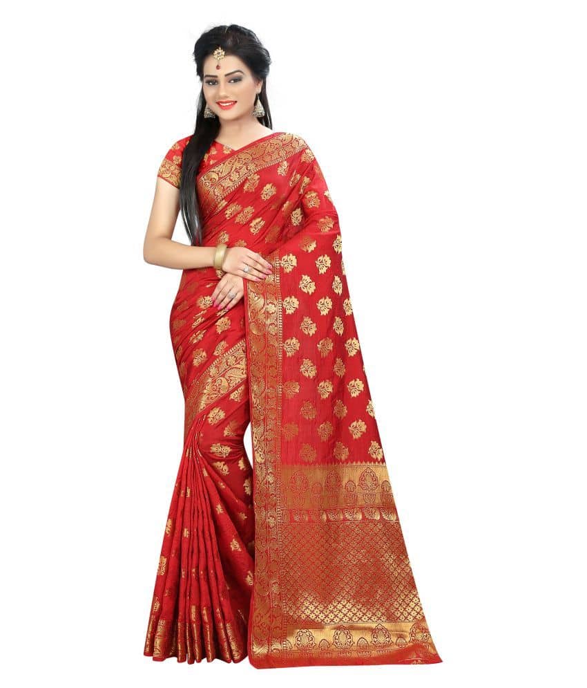Gazal Fashions Silk Printed Saree With Unstitched Blouse Piece ( Multicolor ) - Sarees | Buy online on ZillyBuy