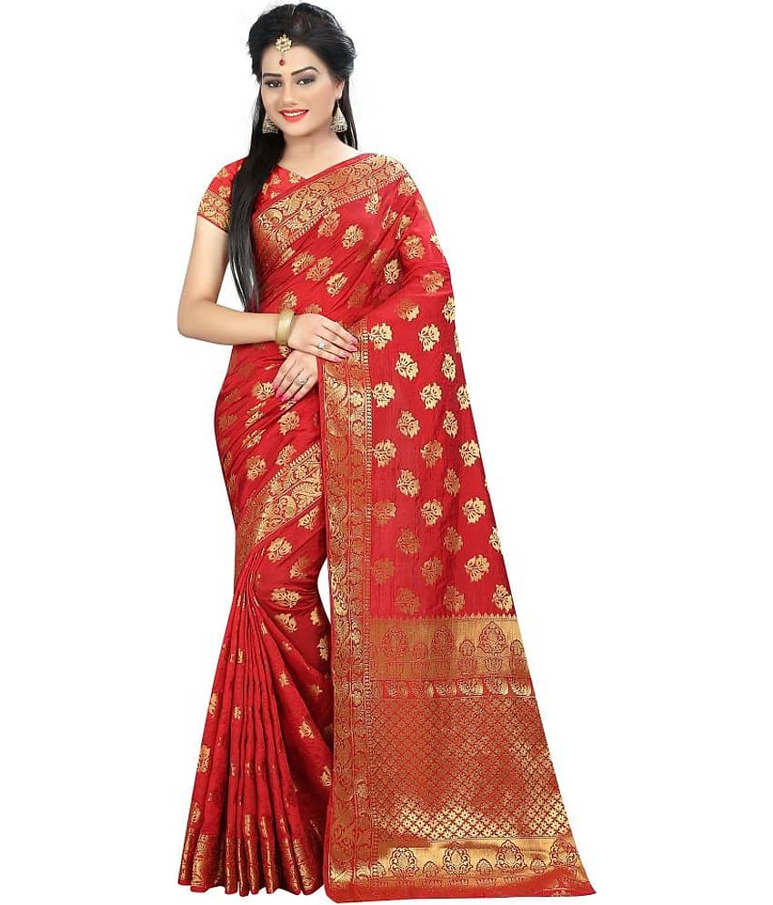 Gazal Fashions Silk Printed Saree With Unstitched Blouse Piece ( Multicolor ) - Sarees | Buy online on ZillyBuy