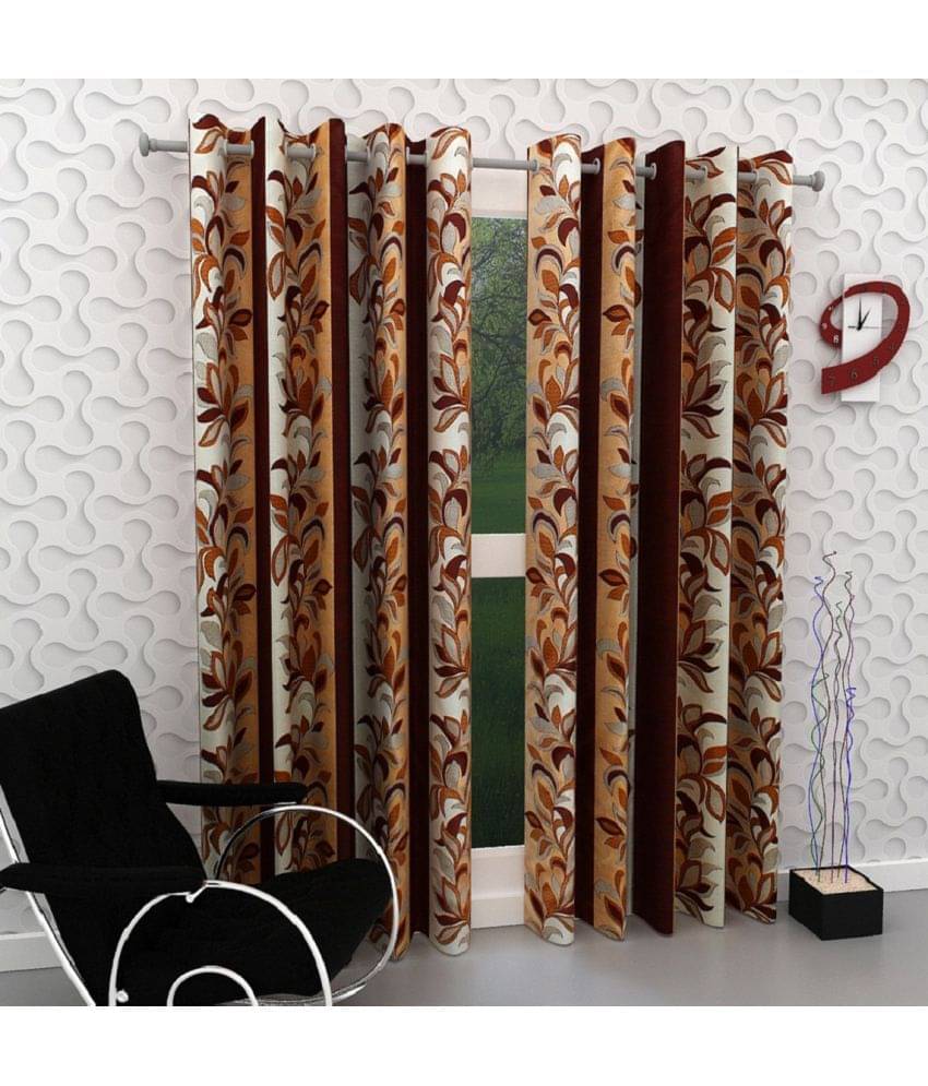 Panipat Textile Hub Floral Semi-Transparent Eyelet Door Curtain 7 ft Pack of 2 -Multi Color Panipat Textile Hub Floral Semi-Transparent Eyelet Door Curtain 7 ft Pack of 2 -Multi Color