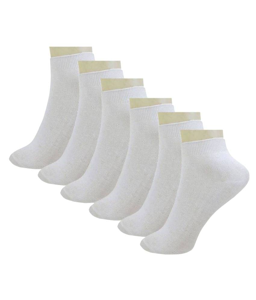     			Tahiro White Cotton Formal Ankle Length Socks - Pack Of 6
