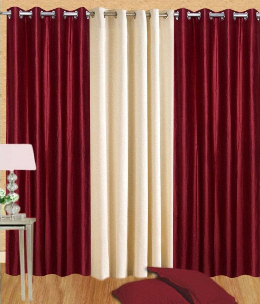Panipat Textile Hub Solid Semi-Transparent Eyelet Door Curtain 7 ft Pack of 3 -Multi Color Panipat Textile Hub Solid Semi-Transparent Eyelet Door Curtain 7 ft Pack of 3 -Multi Color