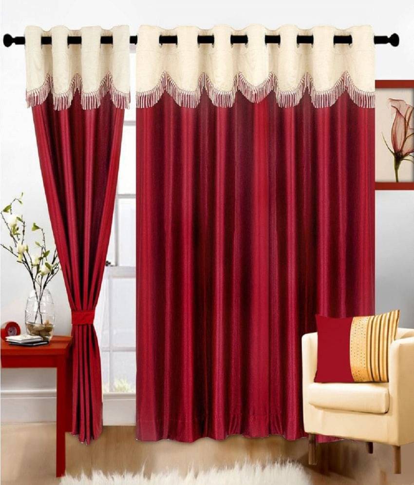 Panipat Textile Hub Solid Semi-Transparent Eyelet Door Curtain 7 ft Pack of 3 -Maroon Panipat Textile Hub Solid Semi-Transparent Eyelet Door Curtain 7 ft Pack of 3 -Maroon
