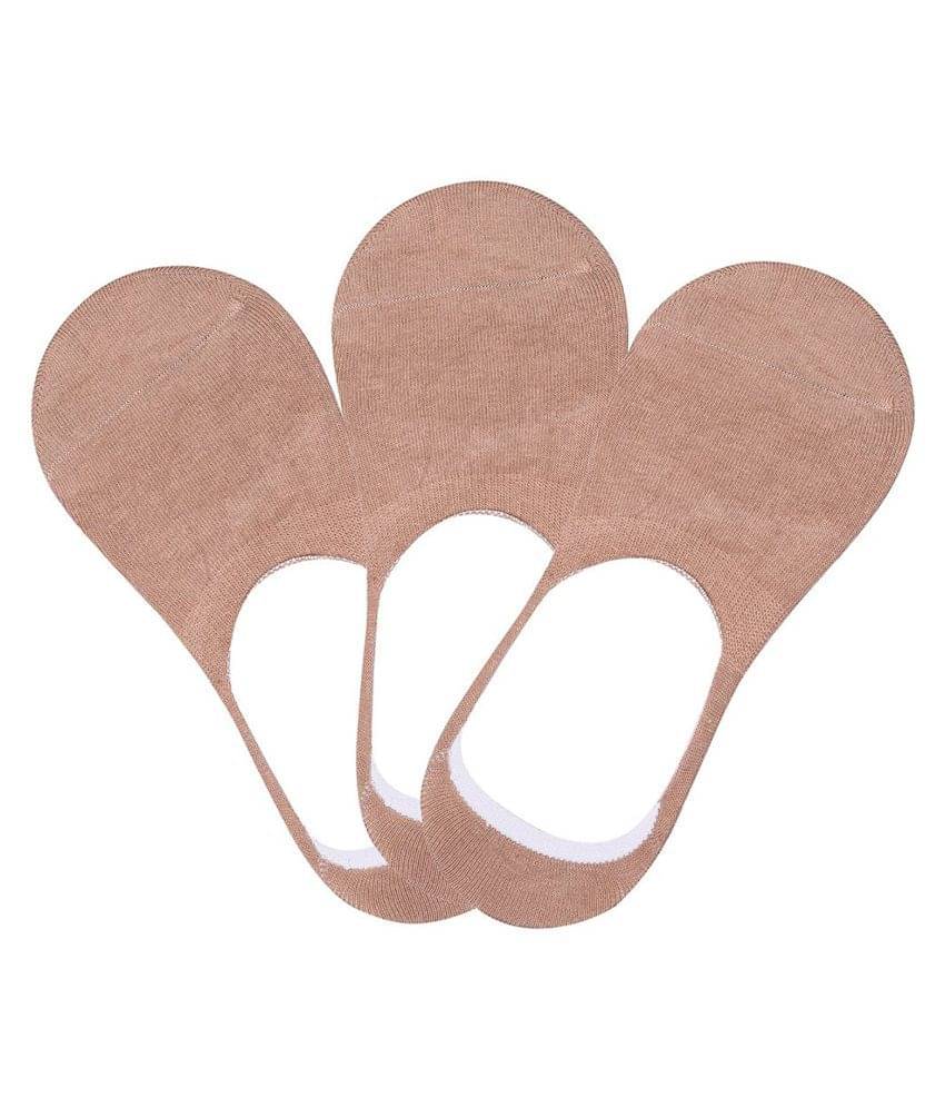     			Tahiro Beige Cotton Footies Loafer Socks -  Pack Of  3