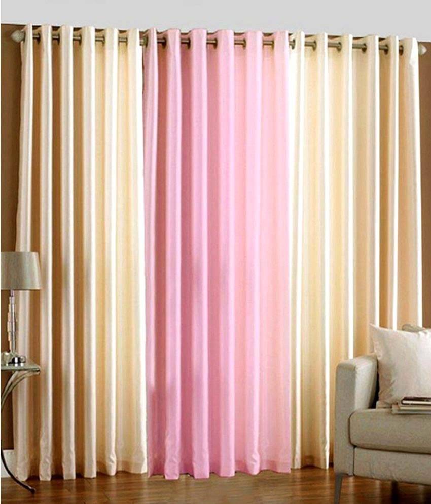     			Tanishka Fabs Solid Semi-Transparent Eyelet Curtain 9 ft ( Pack of 3 ) - Multi Color