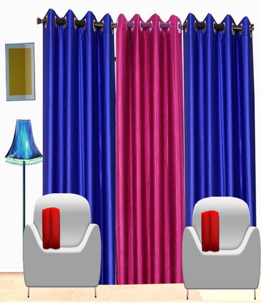 Tanishka Fabs Solid Semi-Transparent Eyelet Curtain 7 ft ( Pack of 3 ) - Multi Color Tanishka Fabs Solid Semi-Transparent Eyelet Curtain 7 ft ( Pack of 3 ) - Multi Color