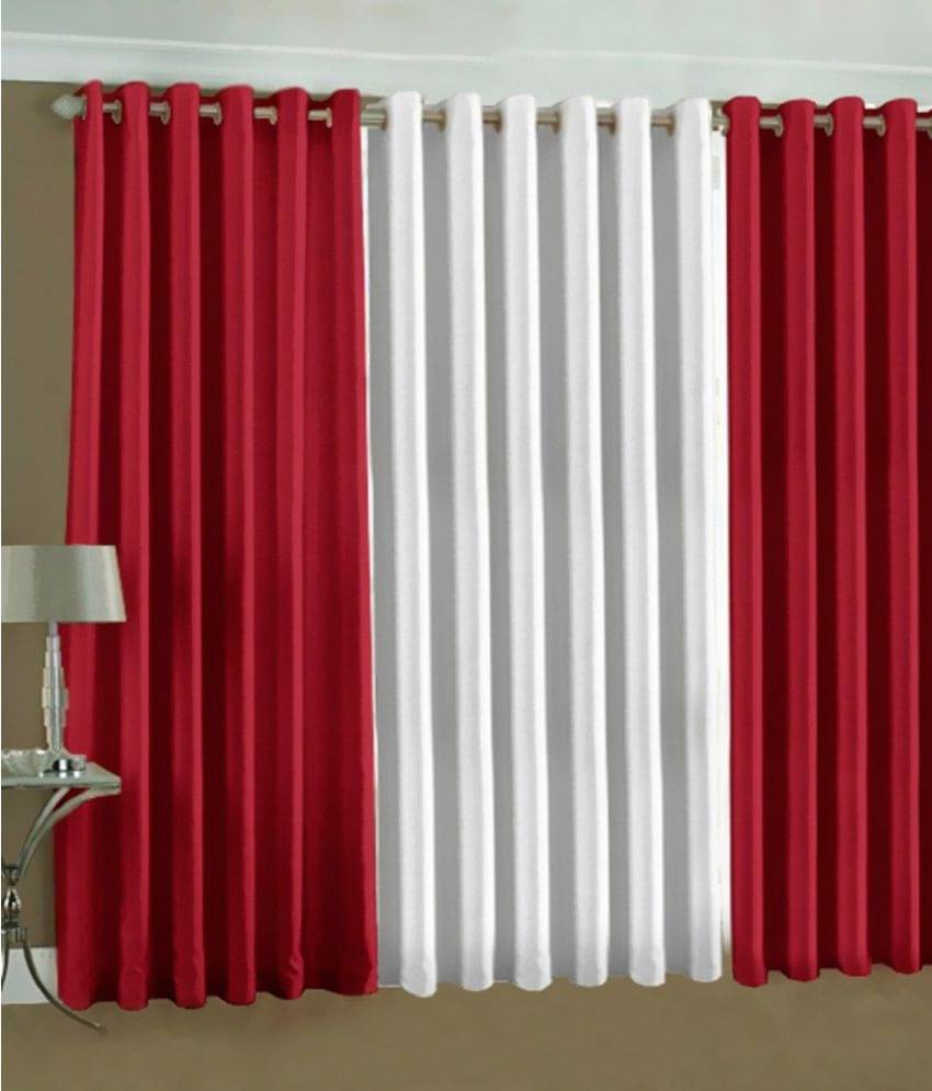 Tanishka Fabs Solid Semi-Transparent Eyelet Curtain 7 ft ( Pack of 3 ) - Multi Color Tanishka Fabs Solid Semi-Transparent Eyelet Curtain 7 ft ( Pack of 3 ) - Multi Color
