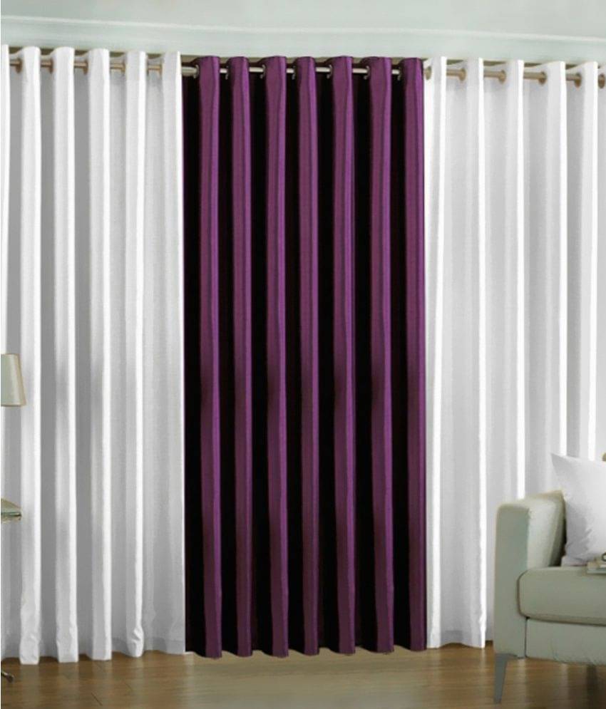     			Tanishka Fabs Solid Semi-Transparent Eyelet Curtain 9 ft ( Pack of 3 ) - Multi Color