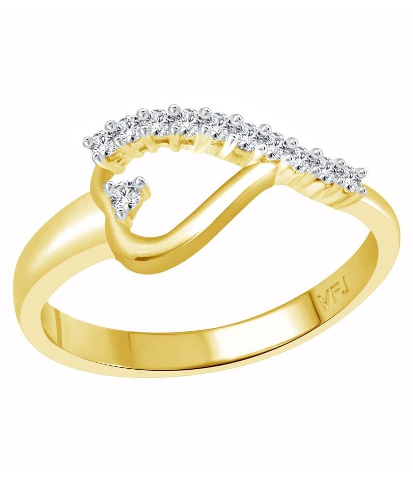     			Vighnaharta Stunning Finger Heart (CZ) Gold and Rhodium Plated Alloy Ring for Girls and Women - [VFJ1126FRG14]