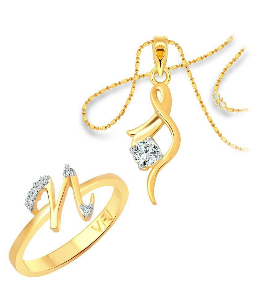Vighnaharta "N" Letter Ring with Solitaire Pendant (1188FRG-1214PG) CZ Gold and Rhodium Plated Alloy Combo set for Women and Girls- VFJ1166RPG8 Vighnaharta "N" Letter Ring with Solitaire Pendant (1188FRG-1214PG) CZ Gold and Rhodium Plated Alloy Combo set for Women and Girls- VFJ1166RPG8