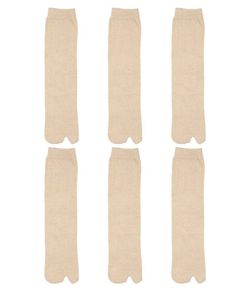     			Tahiro Beige Cotton Thumb Ankle Length Socks - Pack Of 6