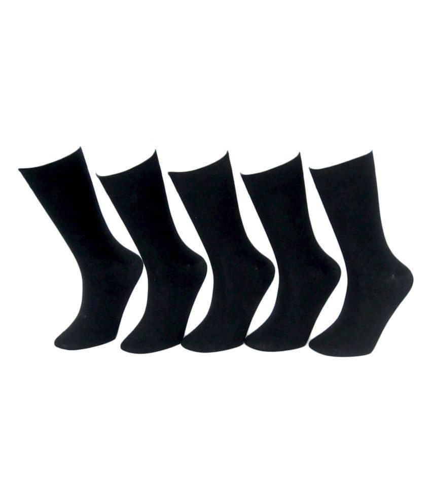Tahiro Black Cotton Full Length Socks - Pack Of 5 - Socks | Buy online on ZillyBuy
