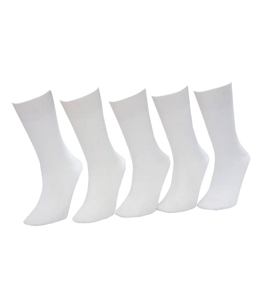 Tahiro White Casual Full Length Socks Pack of 5 - Socks | Buy online on ZillyBuy