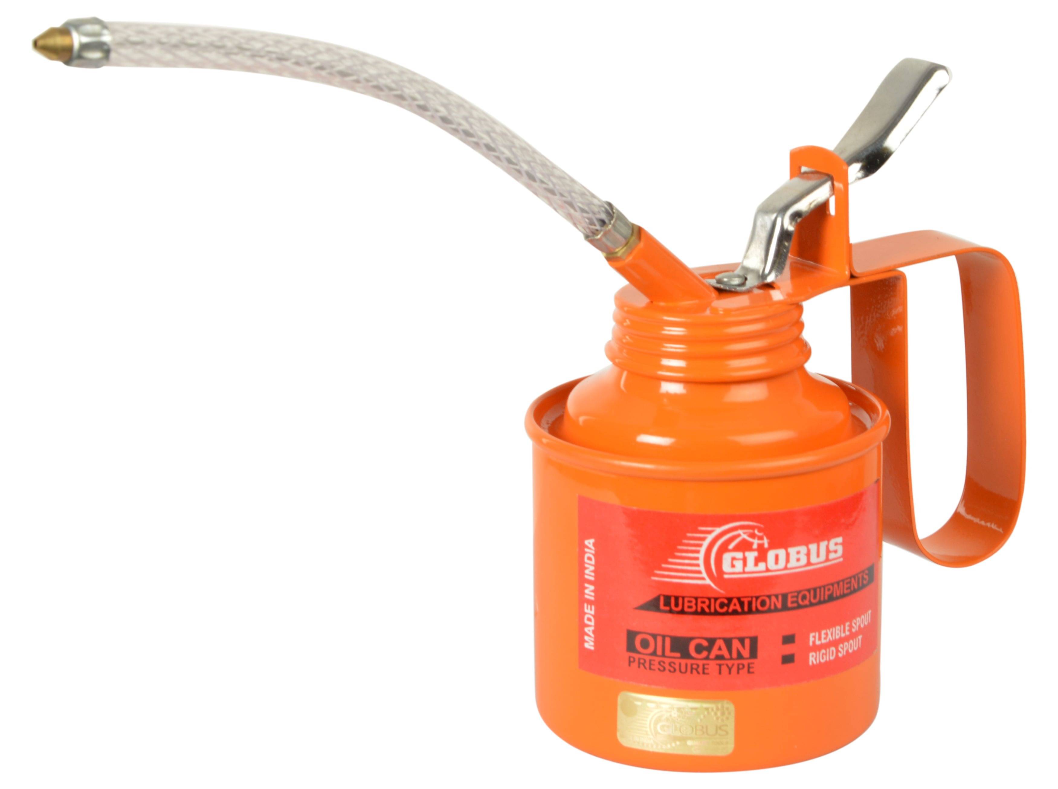     			GLOBUS STEEL OIL CAN 1 PINT ORANGE COLOUR FINISH WITH FLEXIBLE SPOUT.