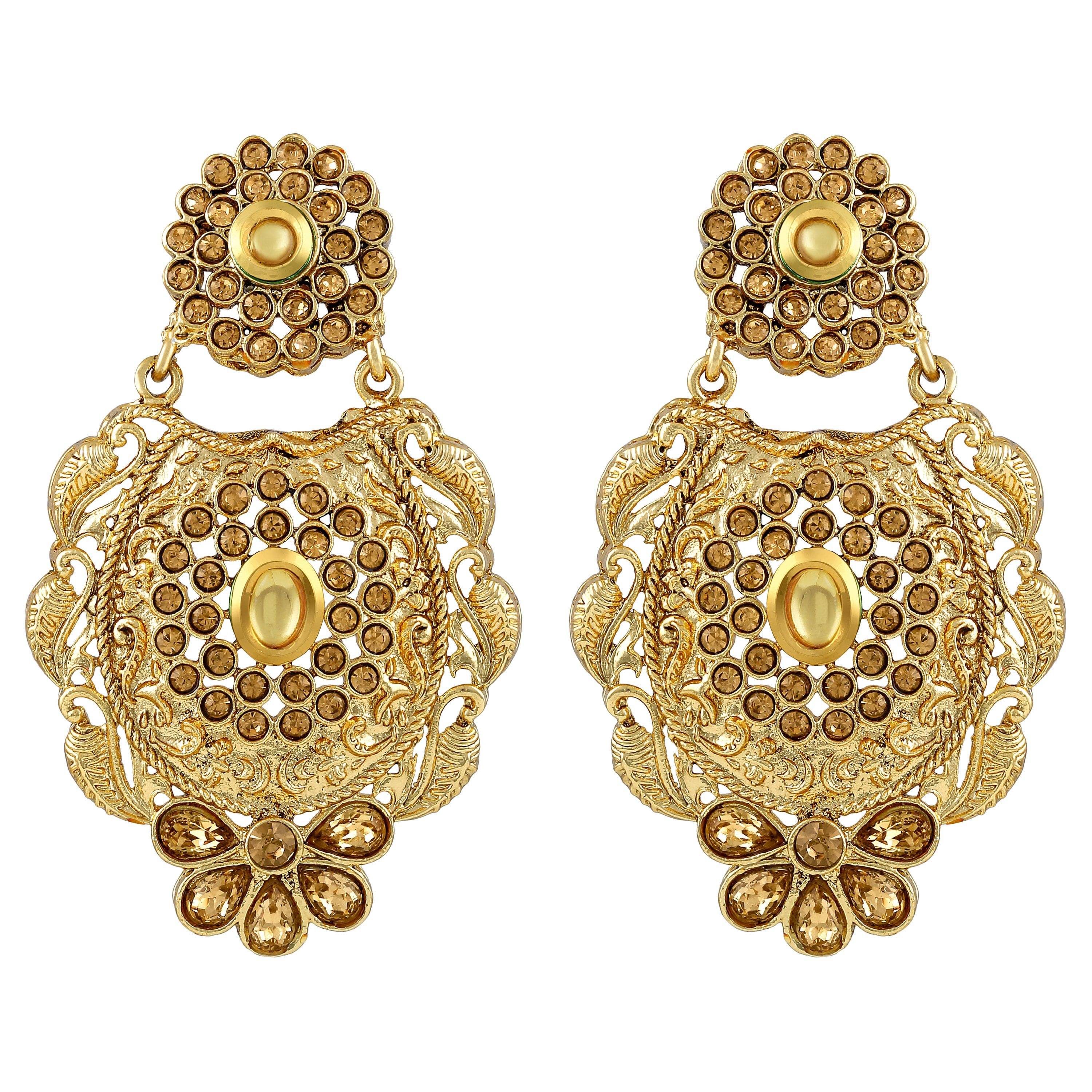     			Asmitta Classy Flower Design Gold Plated Earrings For Women