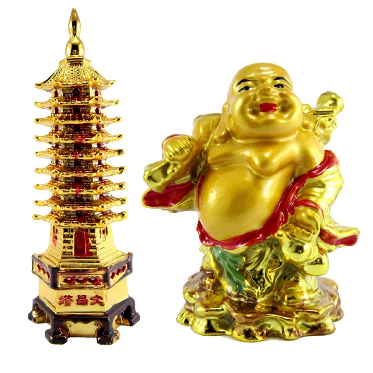     			Queen Collection Laughing Buddha with Education Tower