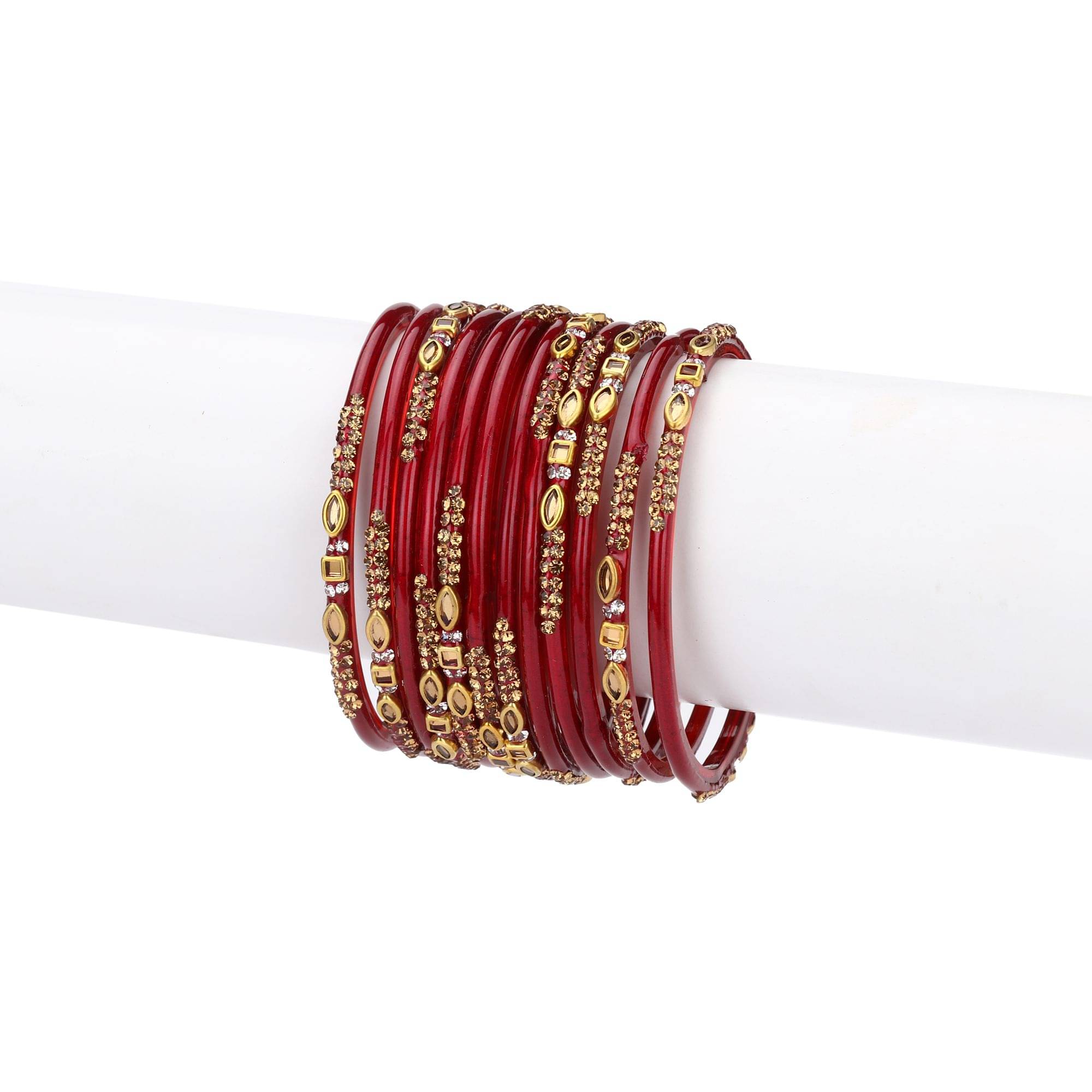     			Afast Designer Colorful Collection Maroon 12 Fashion Bangle Set Ornamented With Exclusive Beads-GO1