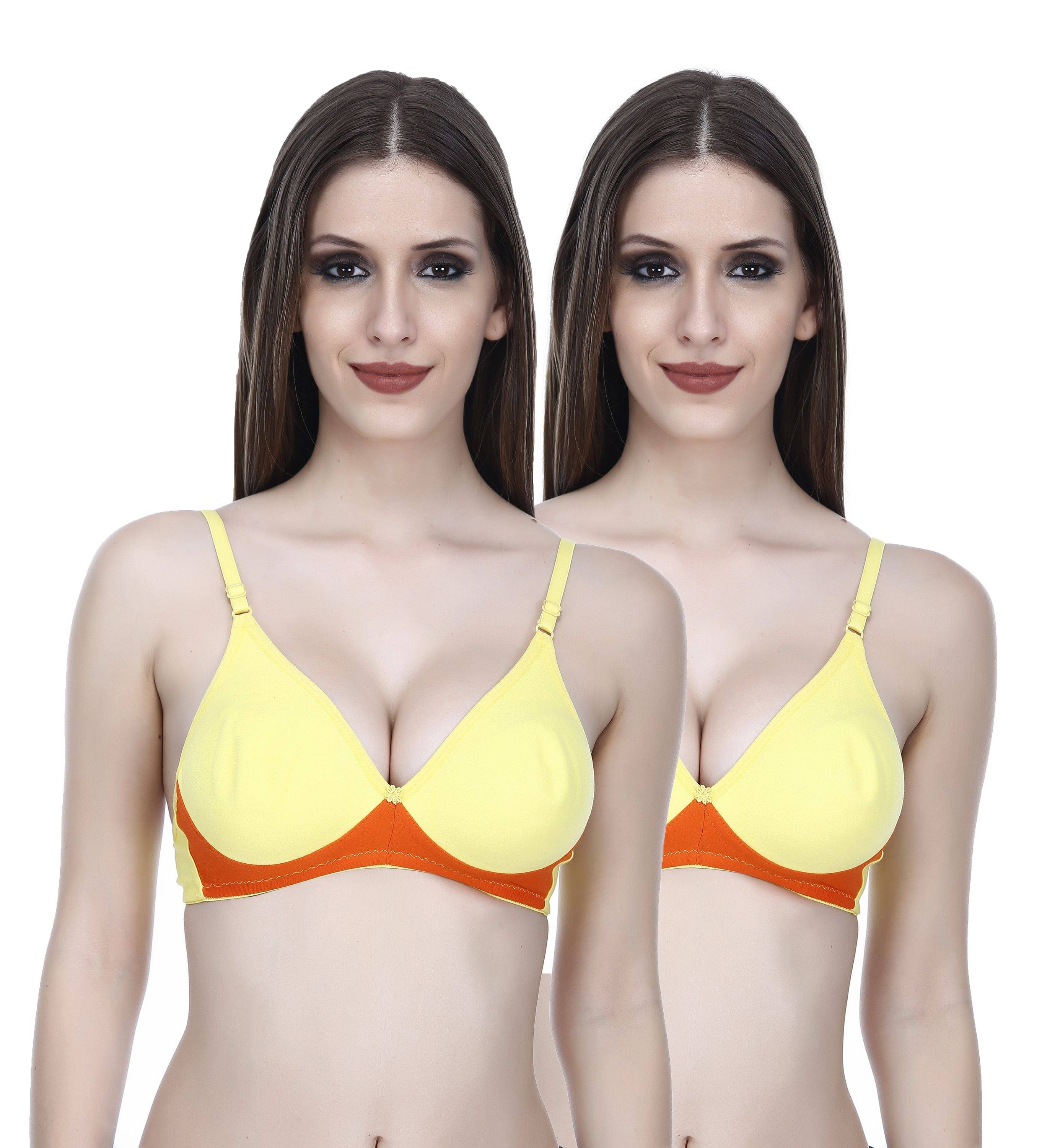     			Elina Pack of 2 Cotton Non Padded Women's T-Shirt Bra ( Yellow )