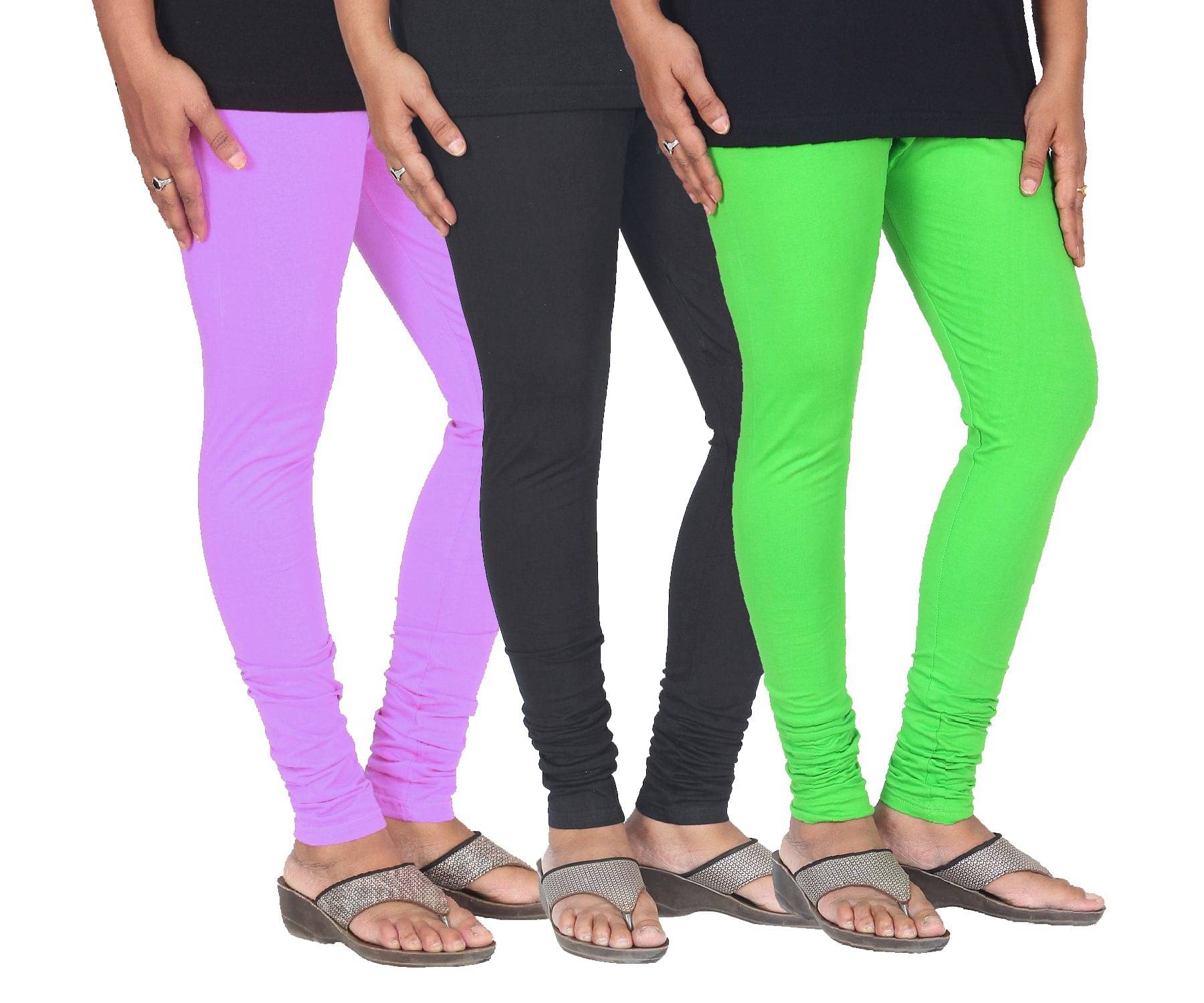     			Varsha Pack of 3 Girls 100% Cotton Leggings ( Multi )
