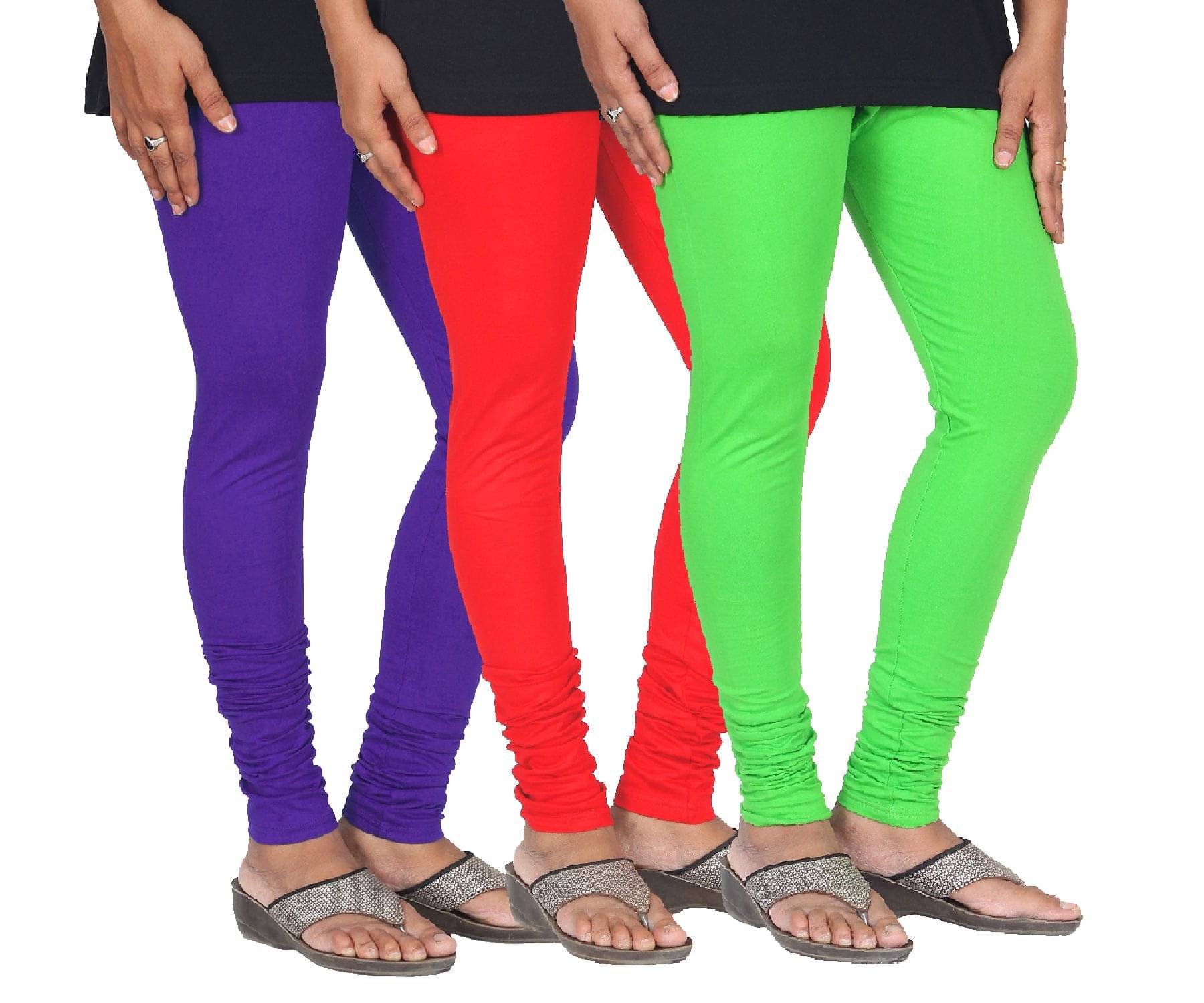     			Varsha Pack of 3 Girls 100% Cotton Leggings ( Multi )