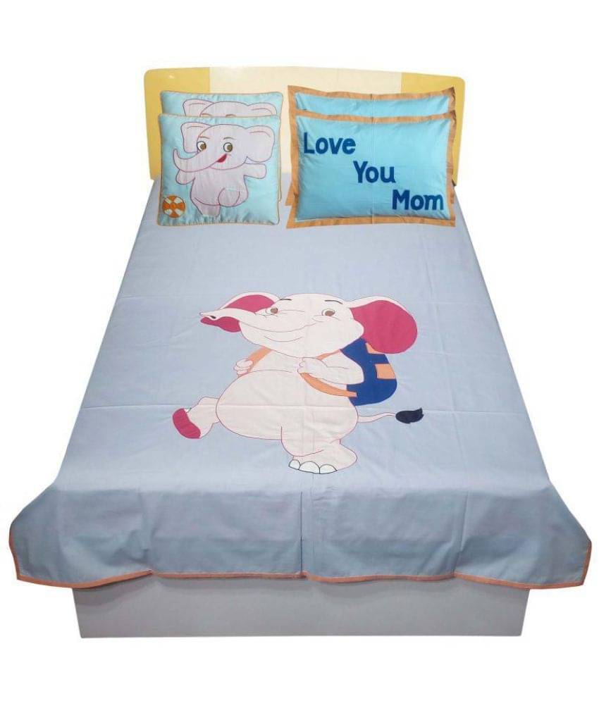 HUGS N RUGS Cotton Single Bedsheet ( Blue )     			HUGS N RUGS Cotton Single Bedsheet ( Blue )
