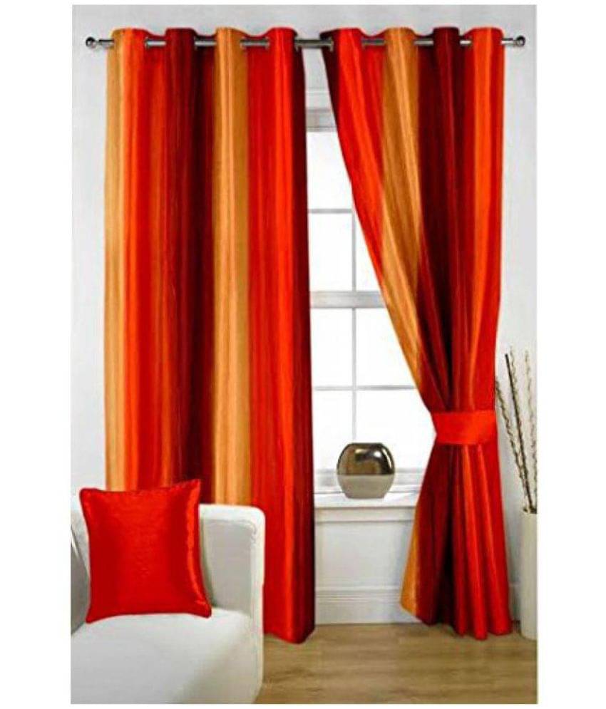     			Panipat Textile Hub Blackout Eyelet Window Curtain 5 ft Pack of 2 -Orange