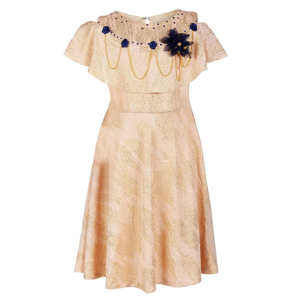 Arshia Fashions Polyester Shift Dress For Girls ( Pack of 1 , Beige )