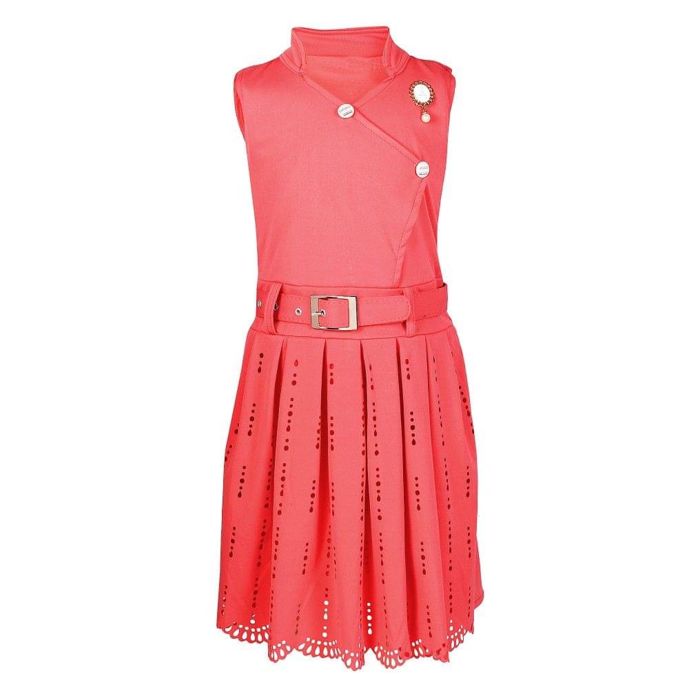     			Arshia Fashions Cotton Blend Shift Dress For Girls ( Pack of 1 , Pink )