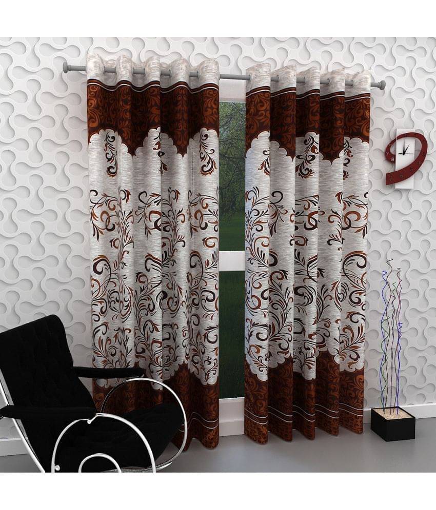 Tanishka Fabs Floral Semi-Transparent Eyelet Curtain 9 ft ( Pack of 2 ) - Multi Color Tanishka Fabs Floral Semi-Transparent Eyelet Curtain 9 ft ( Pack of 2 ) - Multi Color