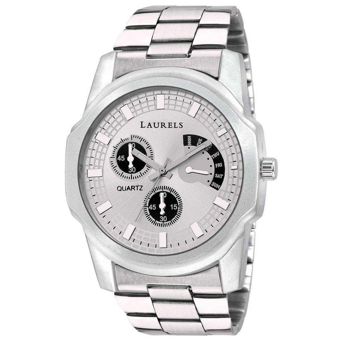 Laurels Silver Color Analog Men's Watch With Metal Chain: LWM-MTX-II-070707 Laurels Silver Color Analog Men's Watch With Metal Chain: LWM-MTX-II-070707