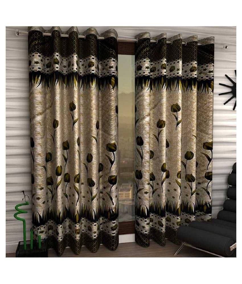 Phyto Home Floral Semi-Transparent Eyelet Window Curtain 5 ft Pack of 2 -Green Phyto Home Floral Semi-Transparent Eyelet Window Curtain 5 ft Pack of 2 -Green
