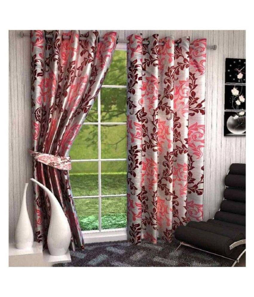 Tanishka Fabs Floral Room Darkening Eyelet Curtain 9 ft ( Pack of 2 ) - Multi Color Tanishka Fabs Floral Room Darkening Eyelet Curtain 9 ft ( Pack of 2 ) - Multi Color