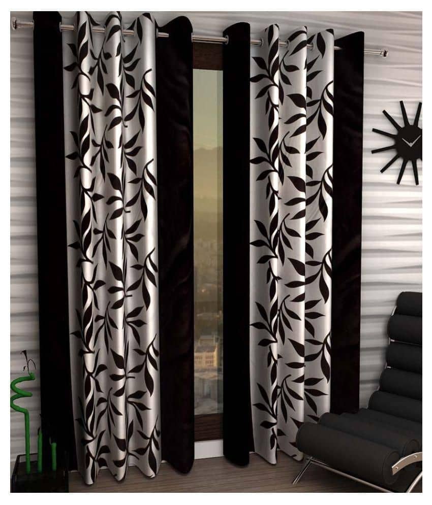 Tanishka Fabs Floral Semi-Transparent Eyelet Curtain 9 ft ( Pack of 2 ) - Multi Color