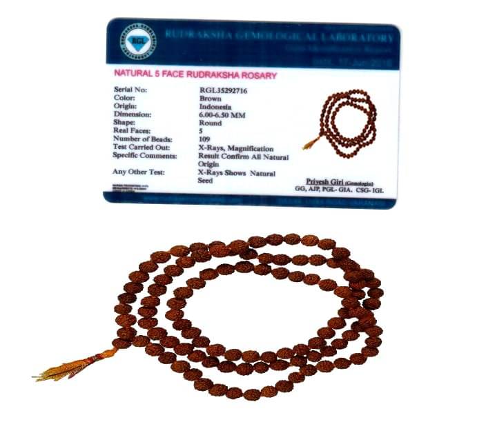     			Shivoham 5 Mukhi Rudraksha Mala 108+1 Beads (Lab Certified) 5 Face Rudraksha
