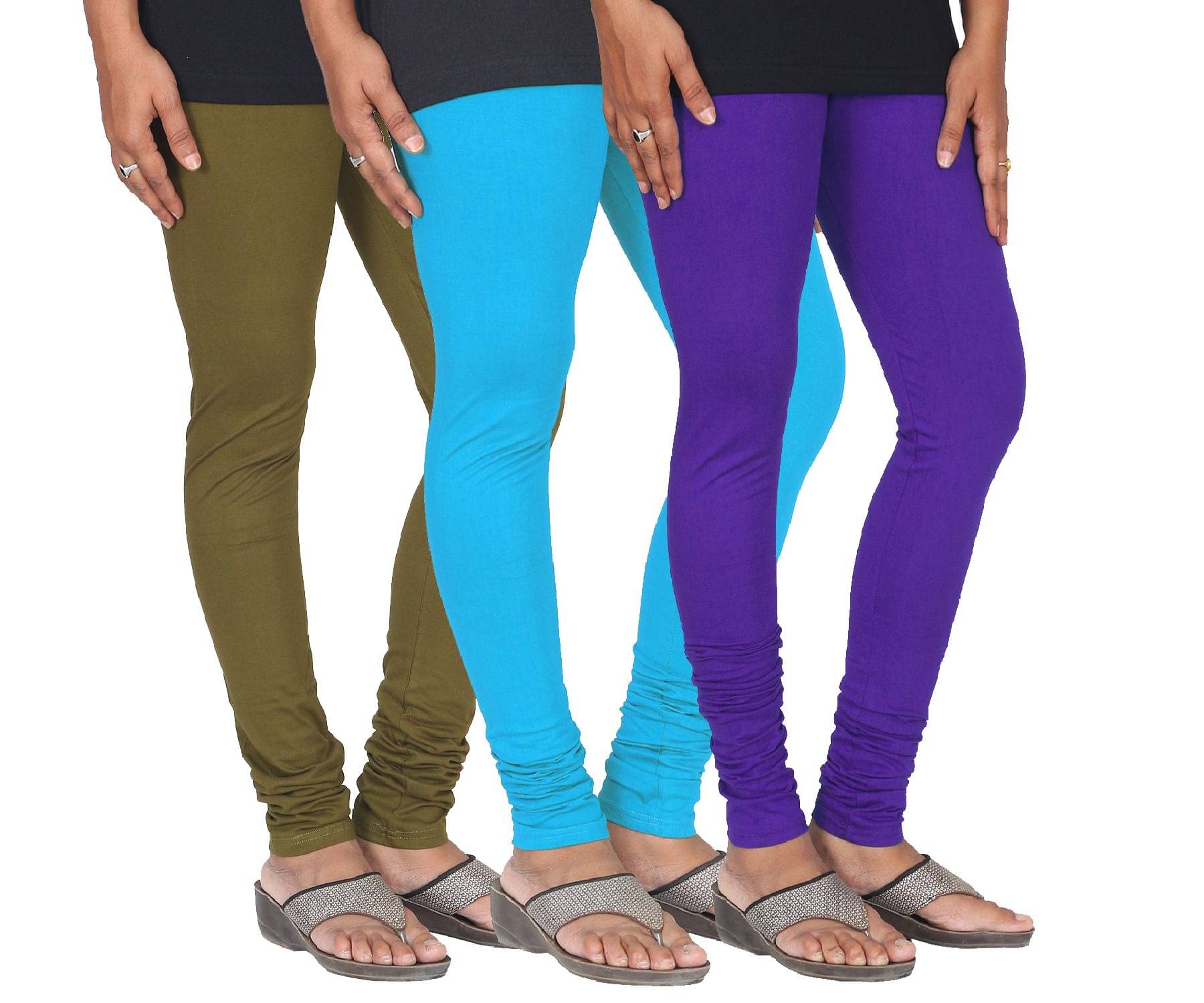     			Varsha Pack of 3 Girls 100% Cotton Leggings ( Multi )