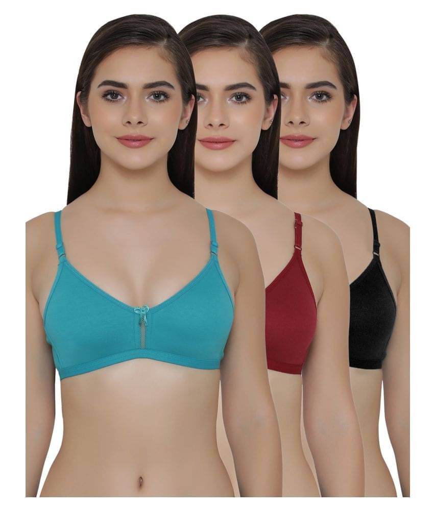 Clovia Pack of 3 Cotton Non Padded Women's T-Shirt Bra ( Multi Color ) Clovia Pack of 3 Cotton Non Padded Women's T-Shirt Bra ( Multi Color )
